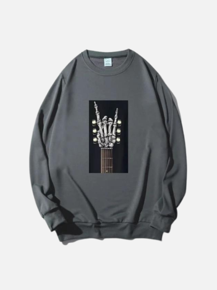 Trendy Guitar Print Men's  Pullover Sweatshirt