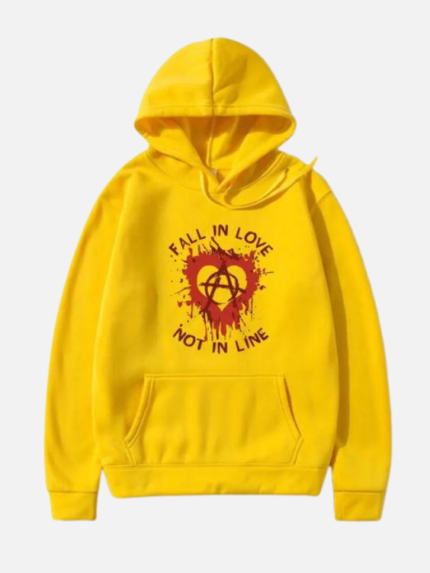Fall in Love Not in Line Graphic Hoodie