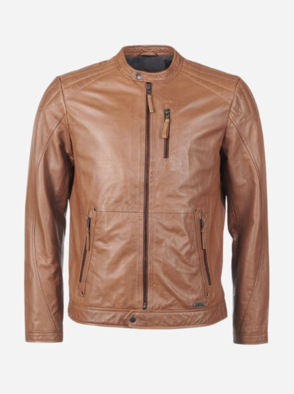 New Zipped Leather Jacket Brown