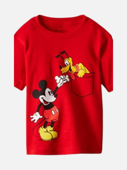 Mickey and Pluto Short Sleeve T-Shirt, Red