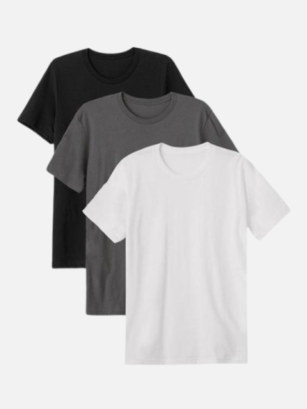 Men's 3-Pack Everyday Short Sleeve Tees Black/White & Dark Gray