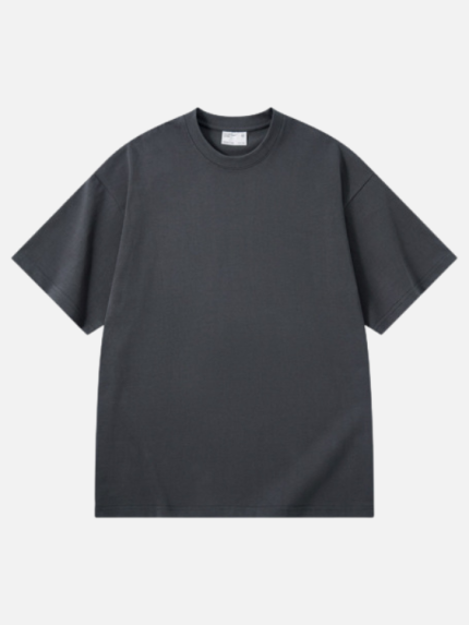Oversize Round Neck Summer Dark Grey T-shirt